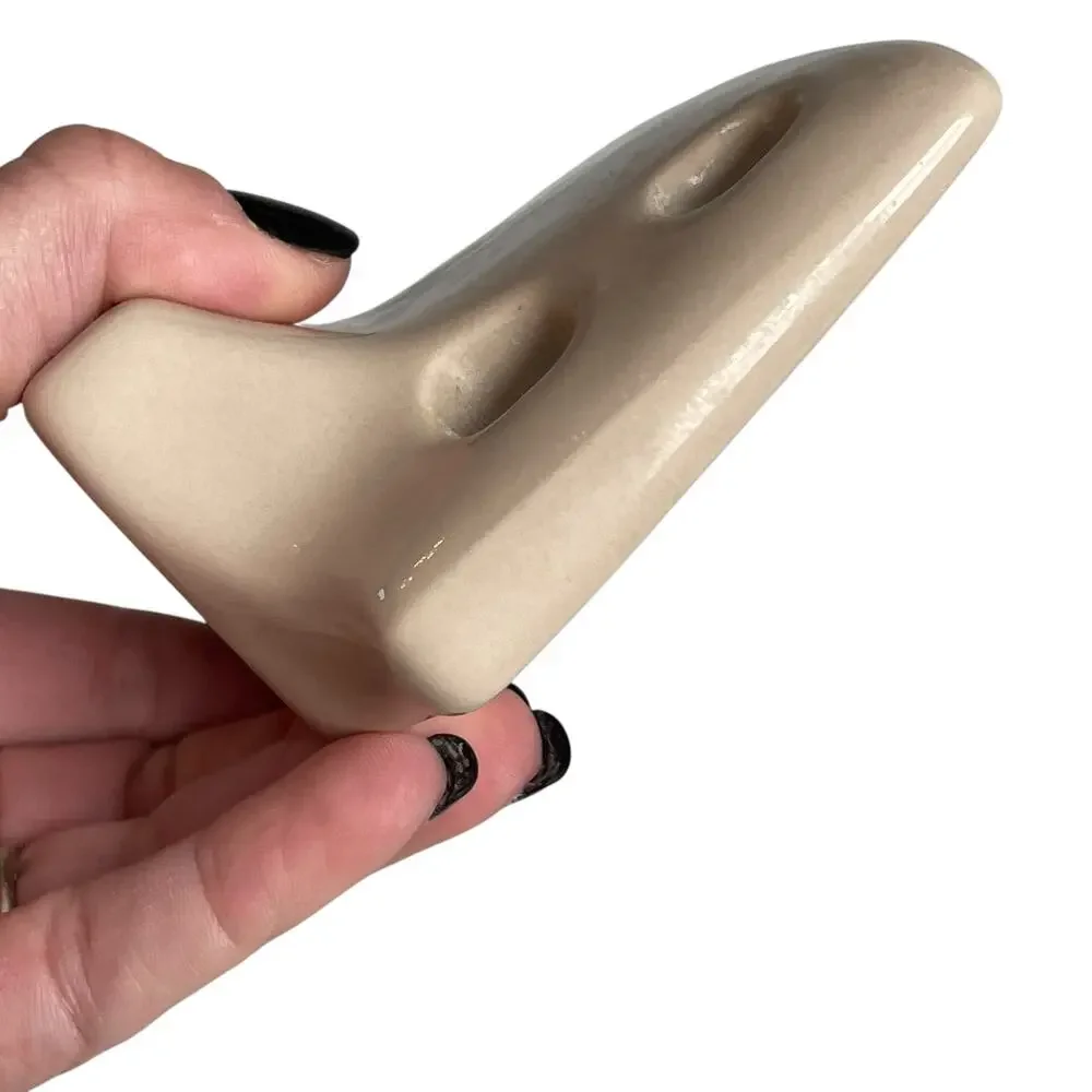 Vintage Porcelain Toothbrush Holder Wall Mount Bathroom 4 Slot Taupe Beige READ